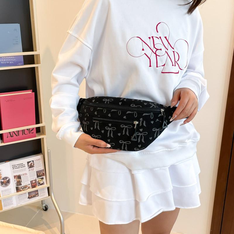 Women Corduroy Chest Bag with Adjustable Strap Leisure Crossbody Bag Lightweight Waist Bag Running Camping Hiking Chest Bag