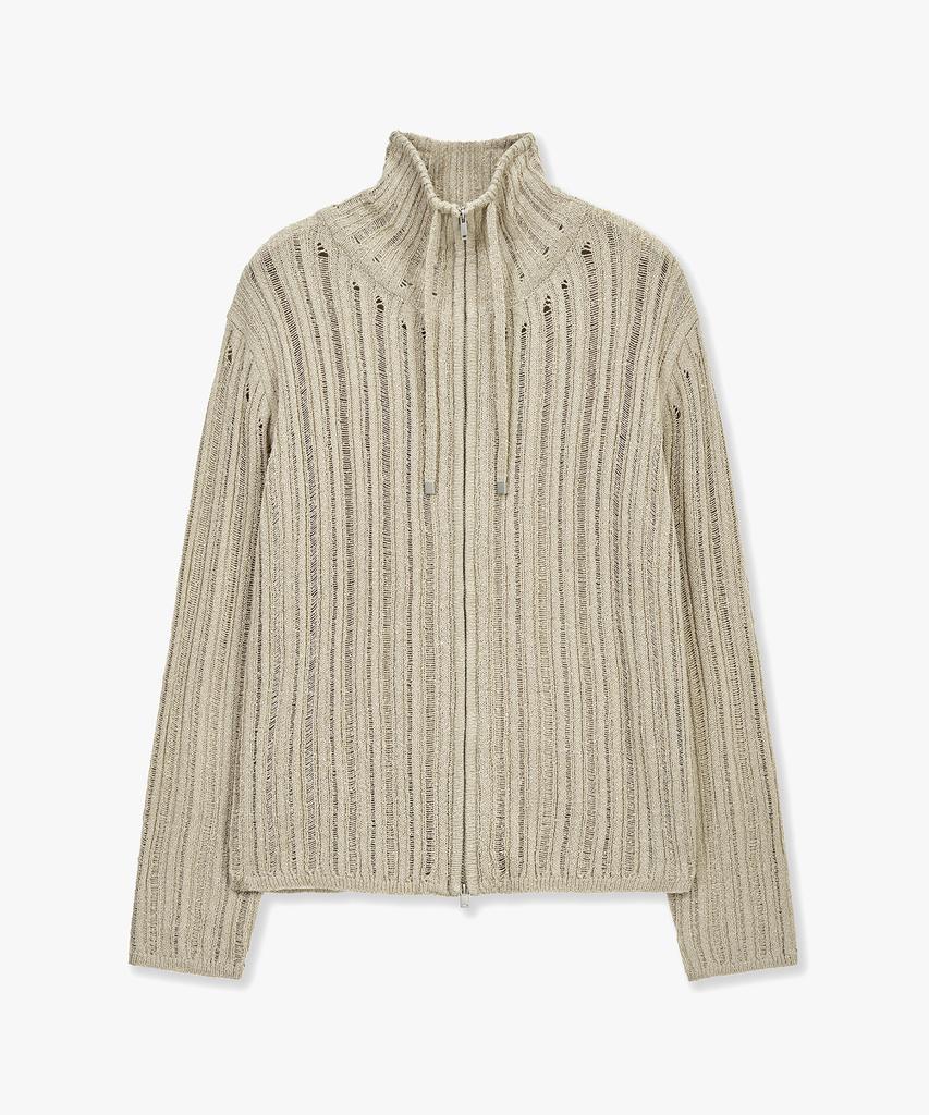 Mongdol Sheer Texture Knit Zip-Up Cardigan Beige Mdcd055Beige