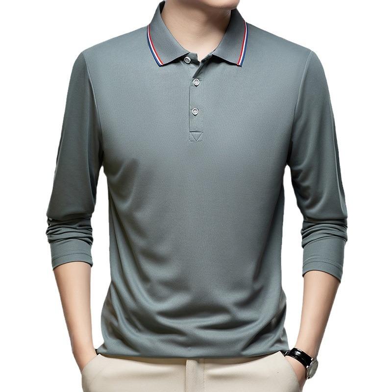 Men S Long Sleeve Polo Shirt Casual Solid Color Top
