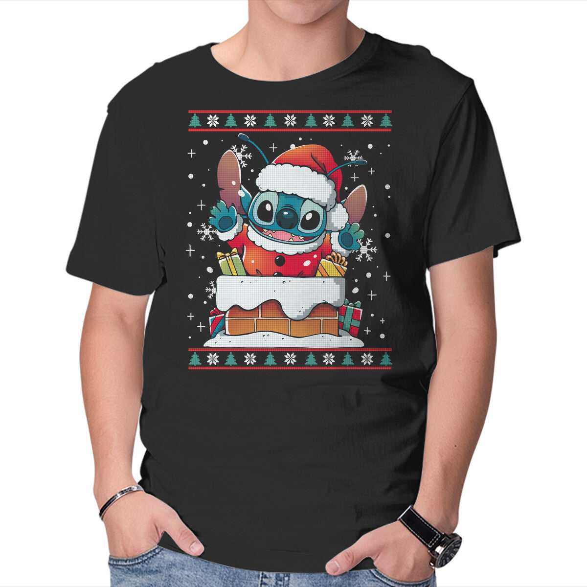Unisex Crew Neck T-Shirt Experimental Santa Claus Graphic Short Sleeve Casual Tee XXXL