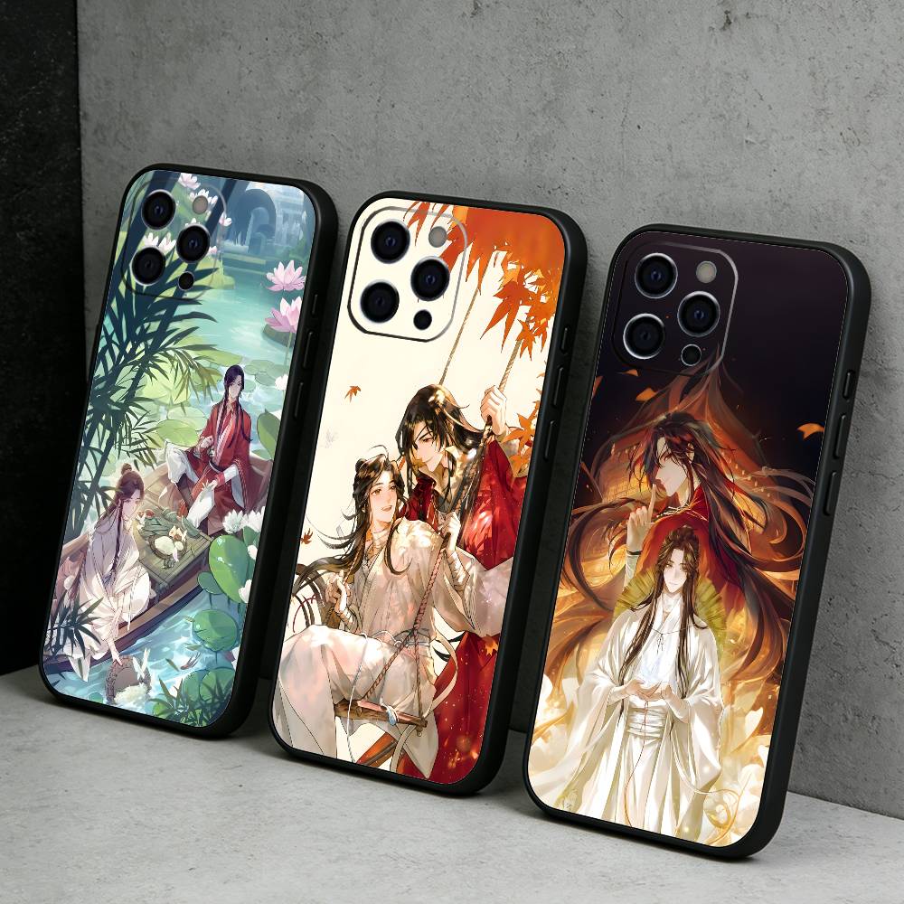 Anime Hua-Cheng TGCF Phone Case For iPhone17,16,15,14,13,12 Plus,Max Soft Silicone Black Cover