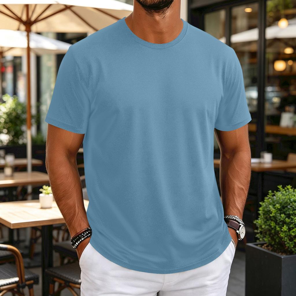 T-shirt da uomo girocollo a maniche corte, sottile, traspirante, elasticizzata, strato base per allenamento fitness