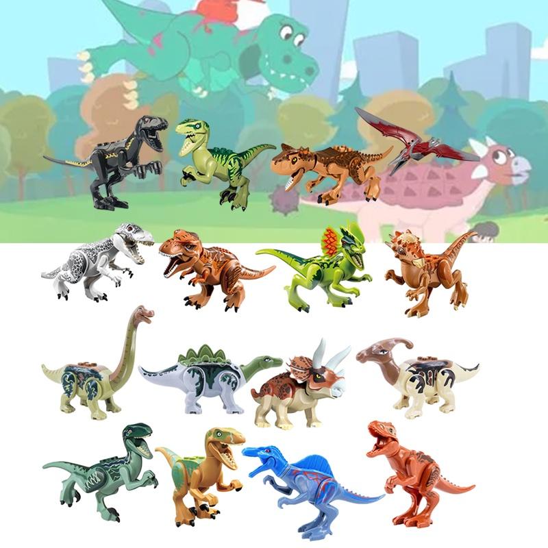 Dinosaur 16pcs Jurassic Figures Fits Blocks Kids Toy Table Docoration Presents