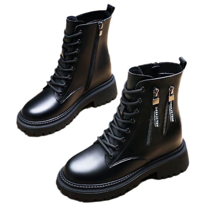 Korean version of thick heel foreign style Martin boots women's 2025 autumn and winter super soft winter velvet British style short boots women's vers