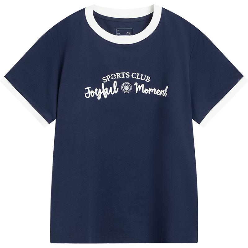 LiNing Sports Life Collection T Shirt Women s Dark Ship Blue AHSV472-6 XS