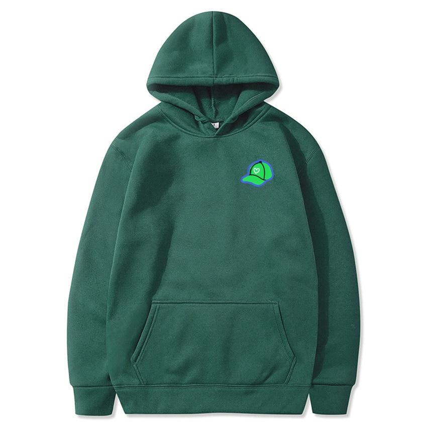 2025 Autumn/Winter New Green Baseball Hat Printed Hoodie Classic College Style Hoodie Daily Fashion Warm Hoodie