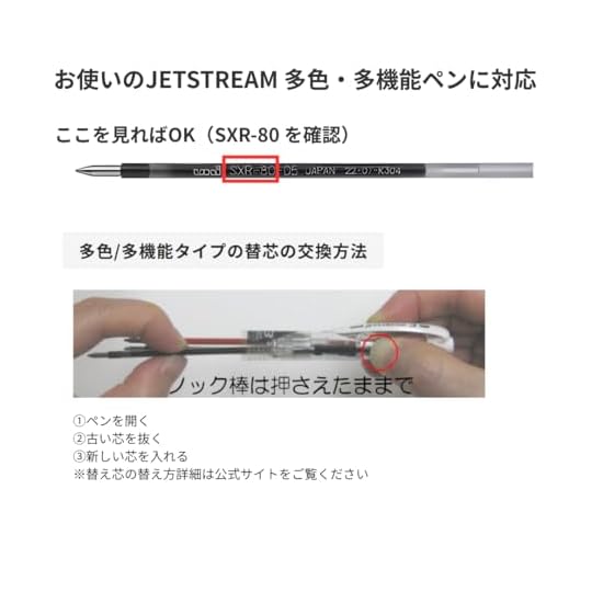 Mitsubishi Pencil Uni JETSTREAM Refill 0.5mm SXR-80-05 Red 4-Pack for Multi-color/Multi-function Pen