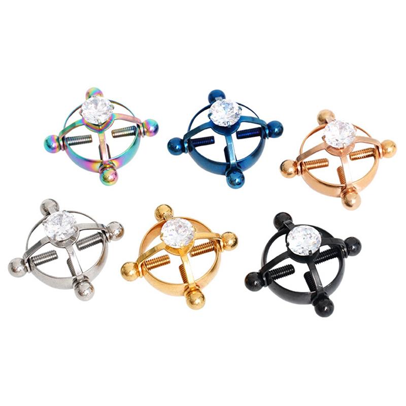Stainless Steel Fake Nipple Rings For Women Screw Back Non Piercing Clip Nipple Piercing Jewelry