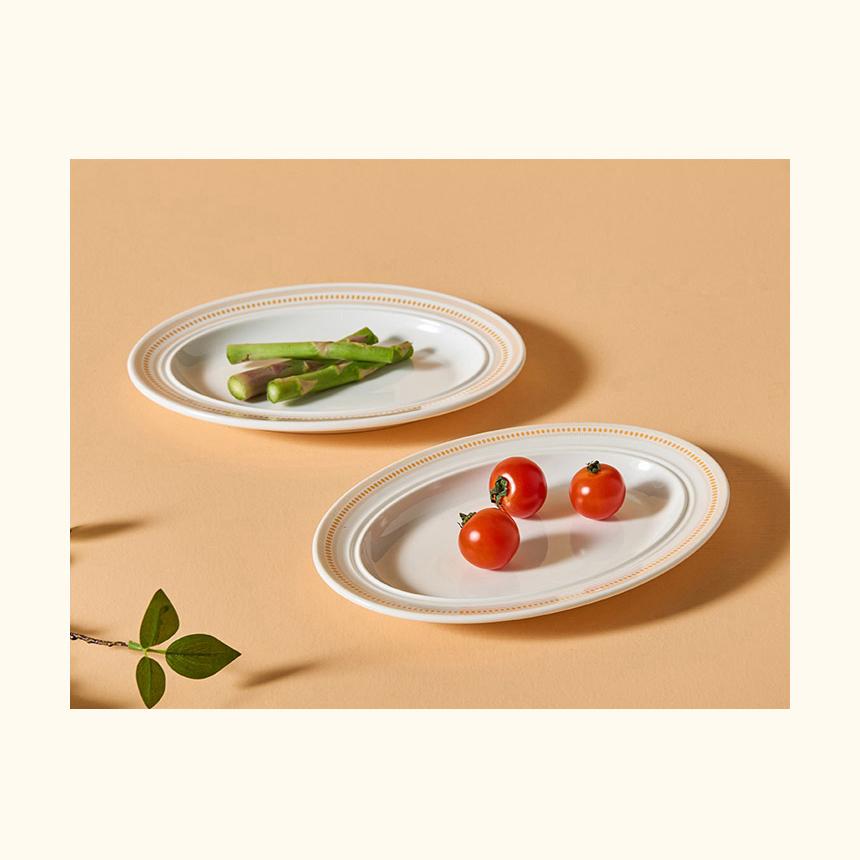 CORELLE Rosemont Ceramic Oval Plate 2p Tableware Ivory-Orange