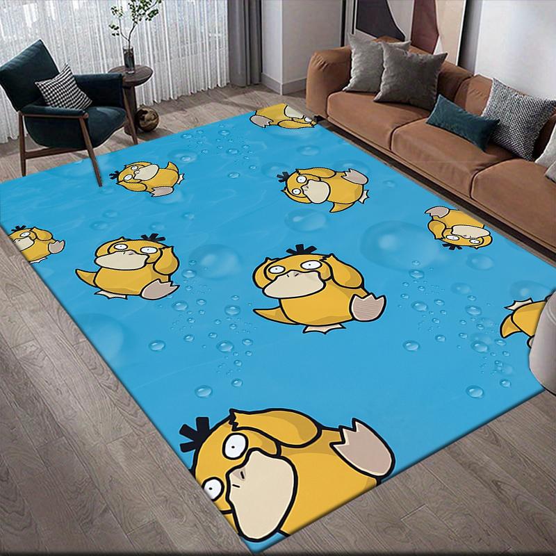 Psyduck Pokemon Square Area Rug, Non-Slip Floor Mat for Living Room, Perfect Gift for Pokemon Fans.chl