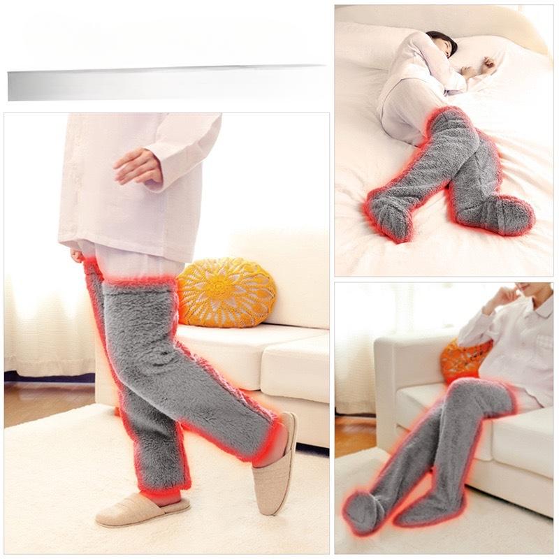 Thick Goose Down Leg Warm Knee Pad Socks Pregnant Women Elderly Cold Leg Teddy Bear High Long Floor Socks Warm Feet
