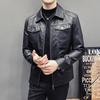 Lapel leather jacket men are so nice leather jacket spring and autumn thin trendy handsome sheepskin pattern Haining locomotive clothing men's jacket