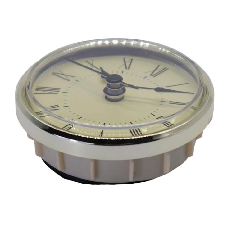 Mécanisme d'horloge encastrable 70 mm Accent doré Cadre en plastique Cadran métallique Installation rapide Pour horloges et décoration intérieure
