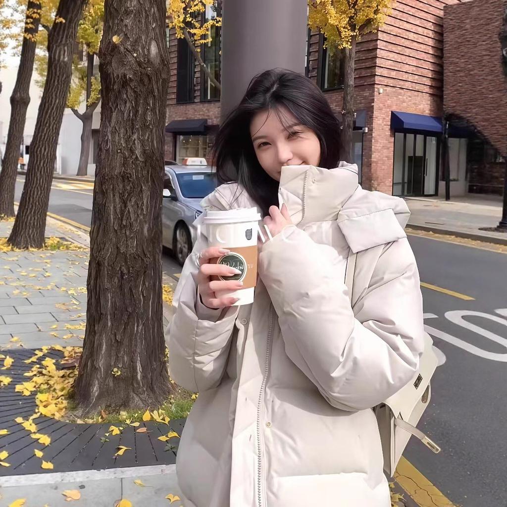Lulu Puff Five-grid Three-proof Traceable White Duck Down Jacket Women's Short Cold-proof Bread Jacket