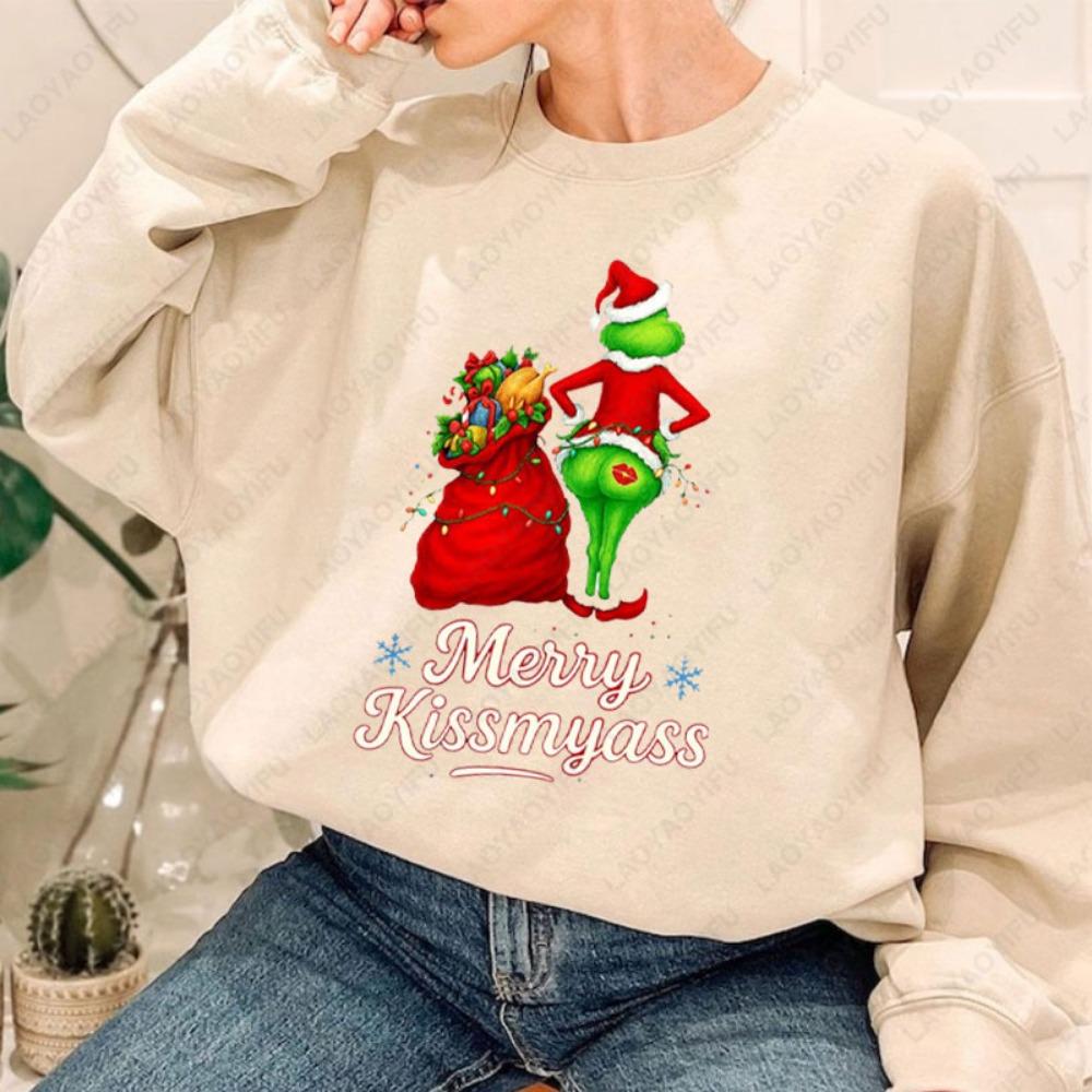 Fashion Men Women's T-shirt Christmas Green Monster Print O-Neck Pullover Top Casual Outdoor Sweatshirt Kids Tees Top Clothing