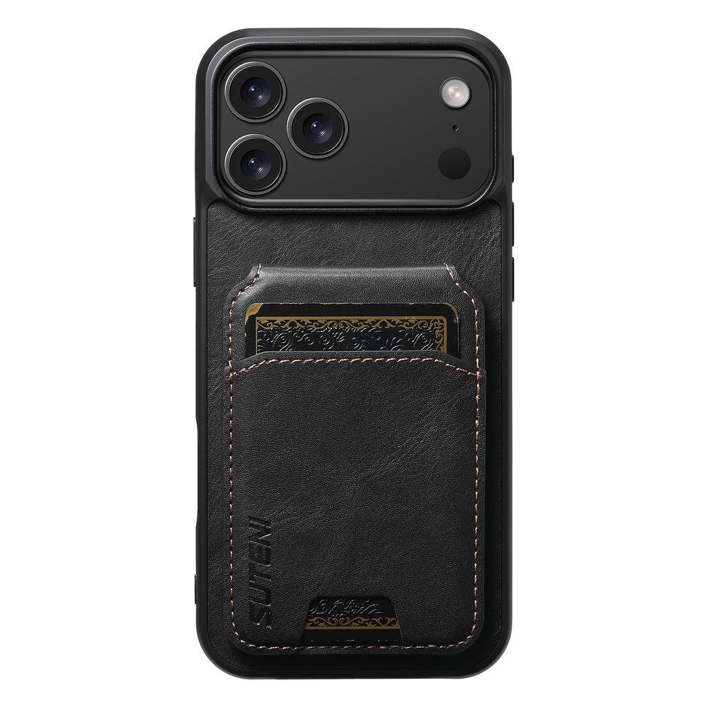 Leather Strong Magnent Card Wallet Holder Set for Apple For Iphone 17 16 1 14 13 Pro Max Plus With Phone Case Magnetic Stand Bag