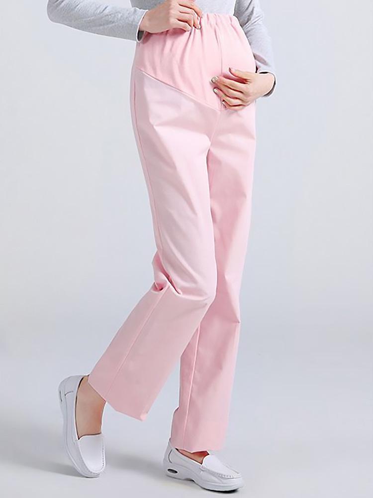 Maternity Nurse Pants - Adjustable Waist, Full Belly Support, Thick & Thin, Blue, Pink, White, Plus Size, Summer