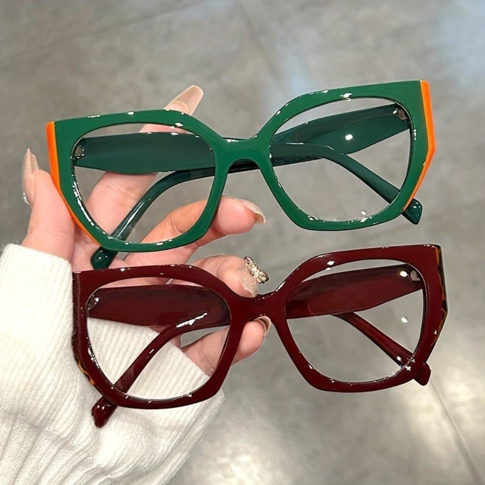 Versatile Clear Lens Cat Eye Glasses Large Frame Lightweight Plain Glasses Anti Blue Light Transparent Eyewear Unisex