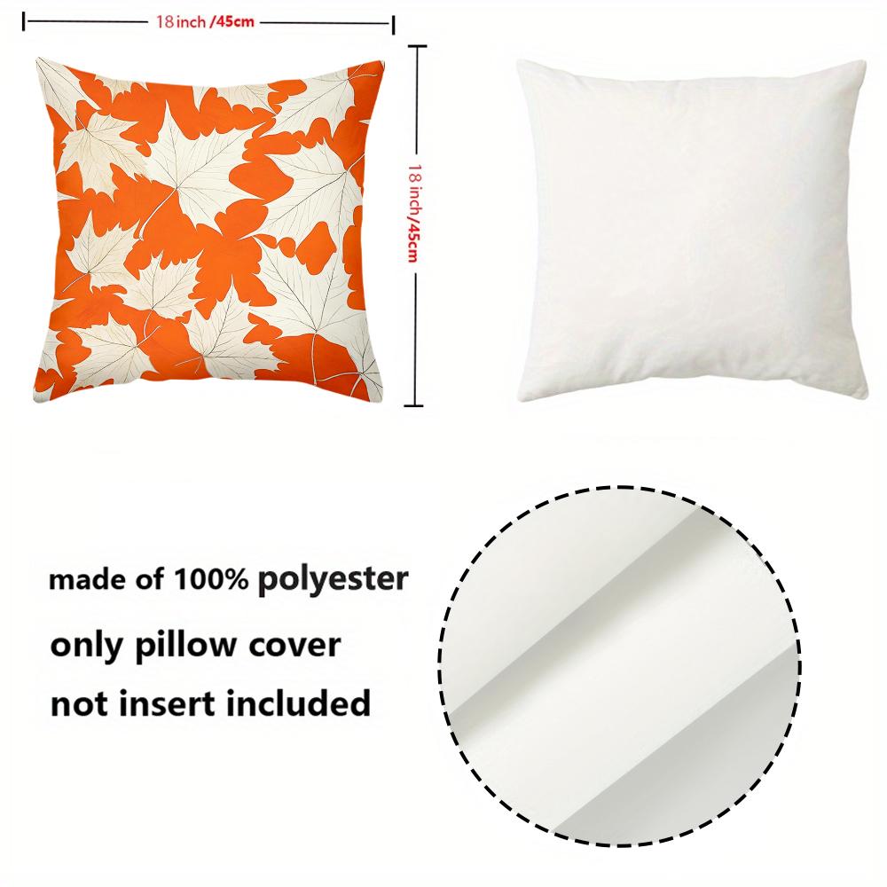 1 pieces -2D flat printing Orange And White Maple Leaf Patterned Throw Pillows Polyester pillowcase, sofa decorative cushion cov