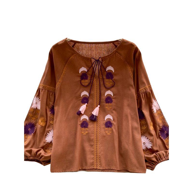 Retro Travel and Vacation Wear Loose Long Sleeves Shirt