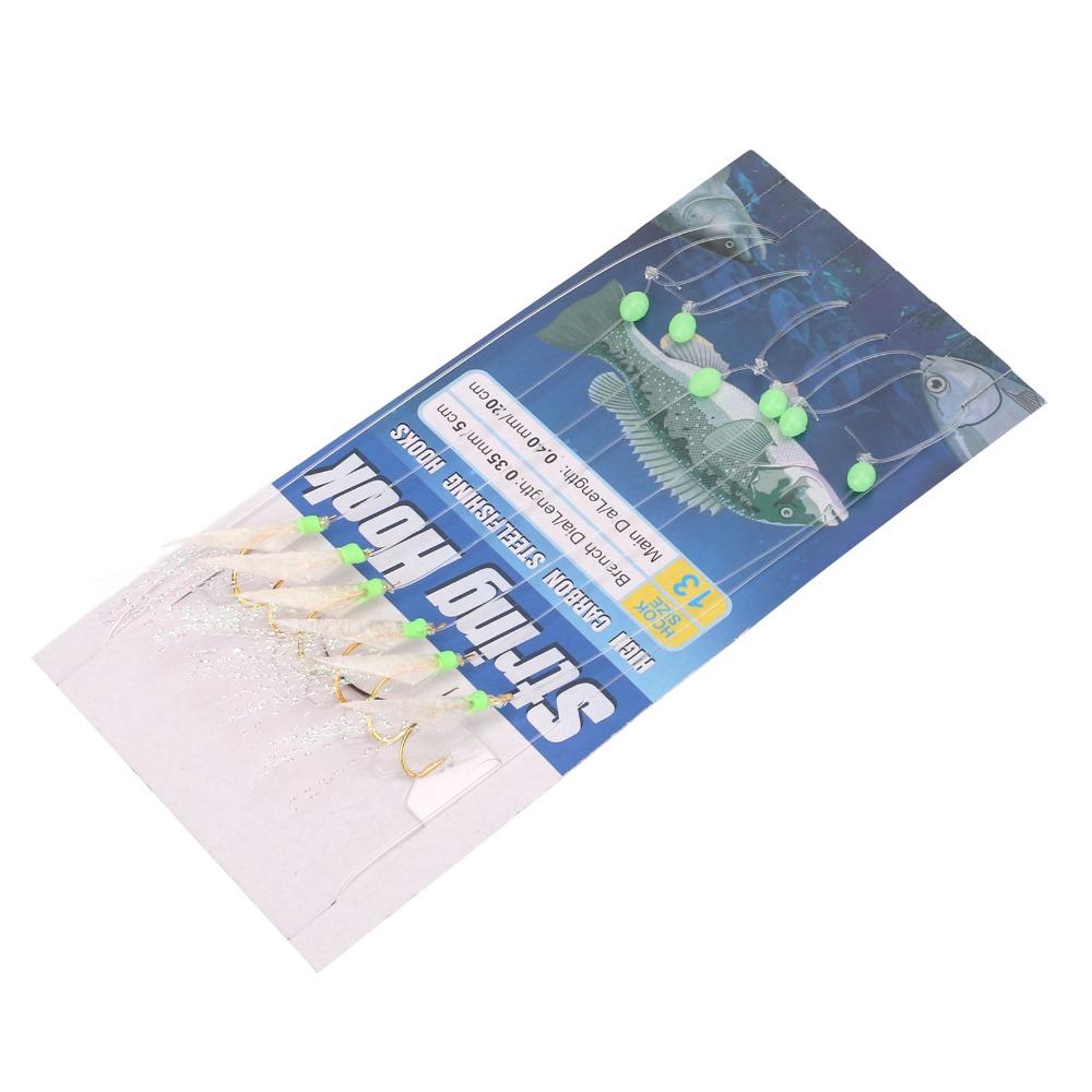 5 Sets with Luminous Beads Fishing Rigs with 6 Hooks Fishing Lure Rigs  Saltwater Fishing