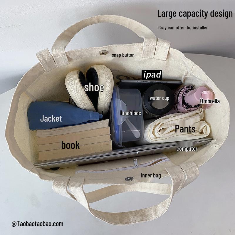 New French Canvas Shoulder Bag: Women's Casual, Literary Style, Large Capacity, Student School Tote