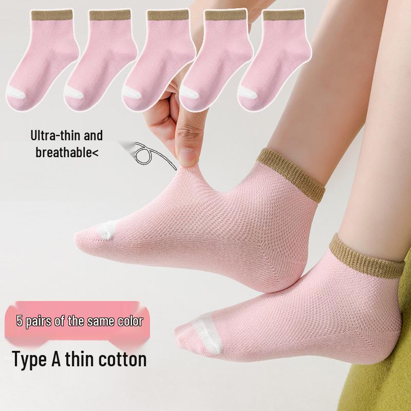 Girls' Summer Mesh Socks - Lightweight and Breathable Short Boat Socks for Spring and Summer