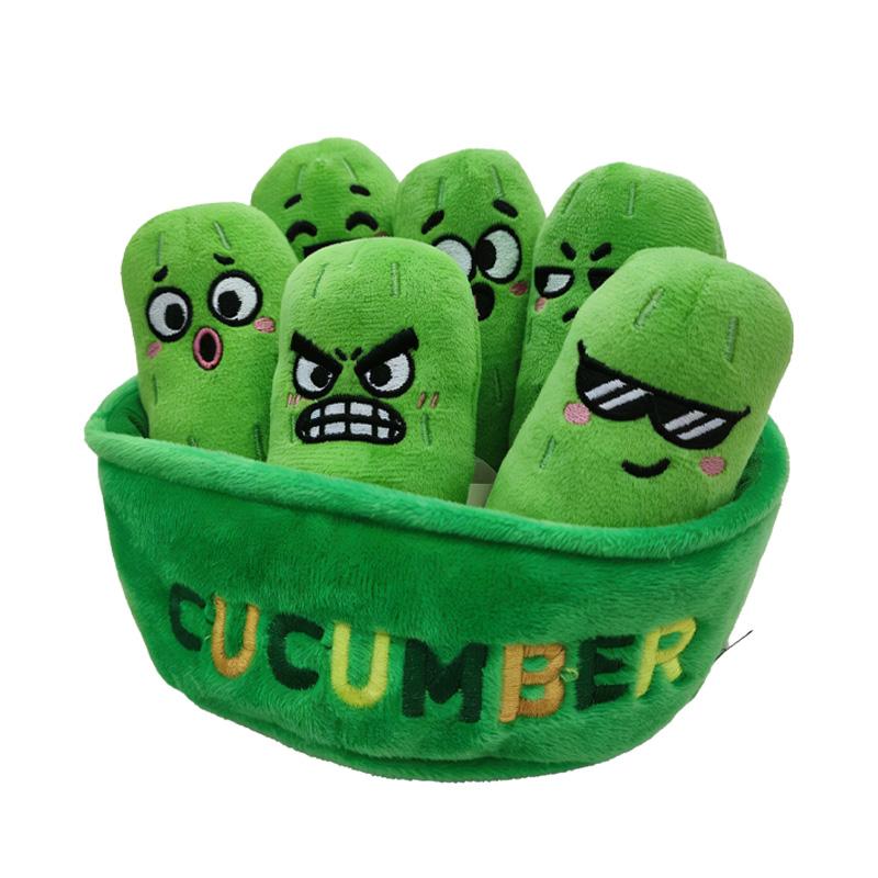 

Kawai A Basket Of Cucumber-shaped Plush Toys Emotional Cucumber Set Of Seven Dolls Decorative Items Birthday Gifts For Children зелёный