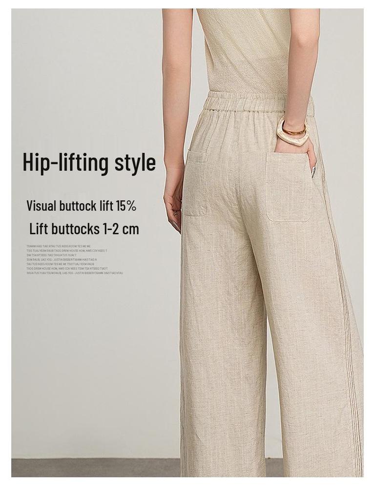 Women's 2026 Fresh Tencel-Linen Wide-Leg Pants: Chic, Versatile, Breathable, Elastic Waist, Slimming, Casual.