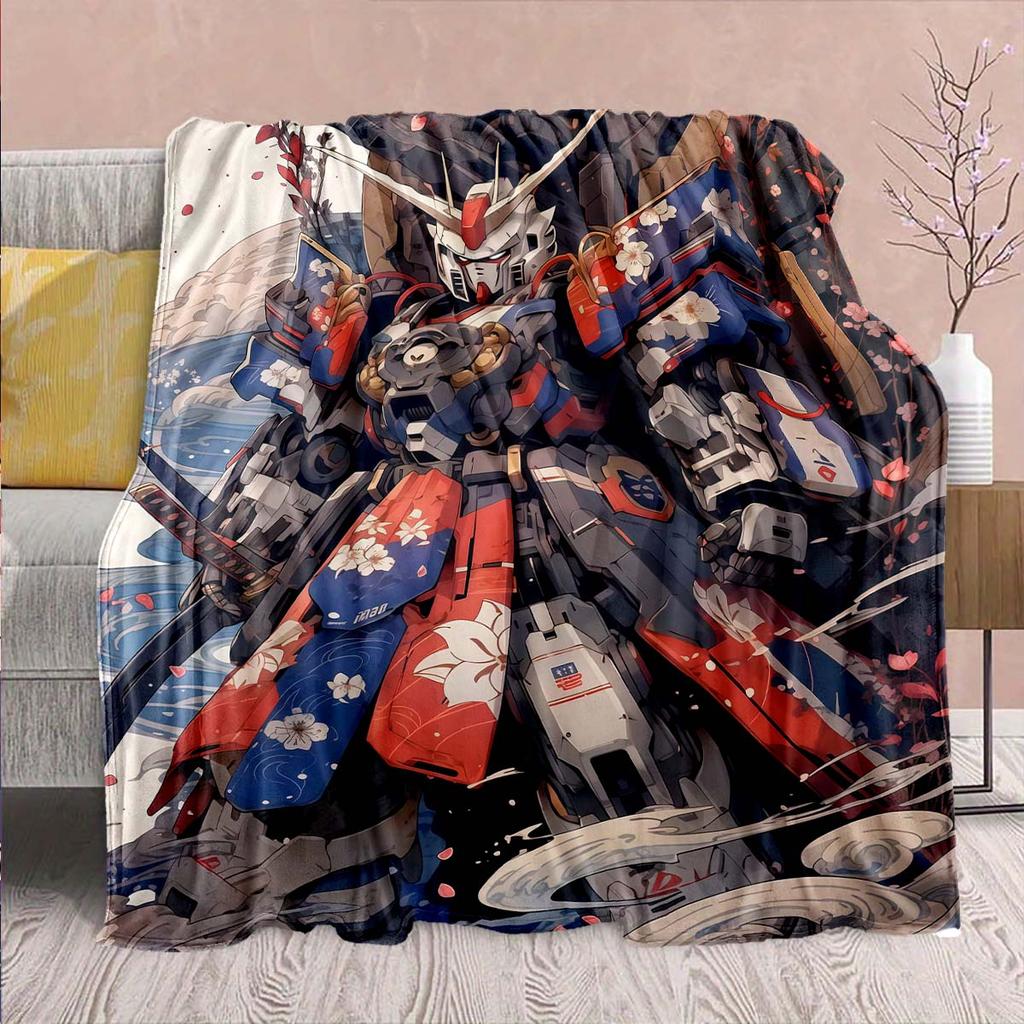 Gundam Anime Flannel Blanket - Soft Warm Perfect for Sofa, Bedding Camping Travel Office Home Decor -QJY
