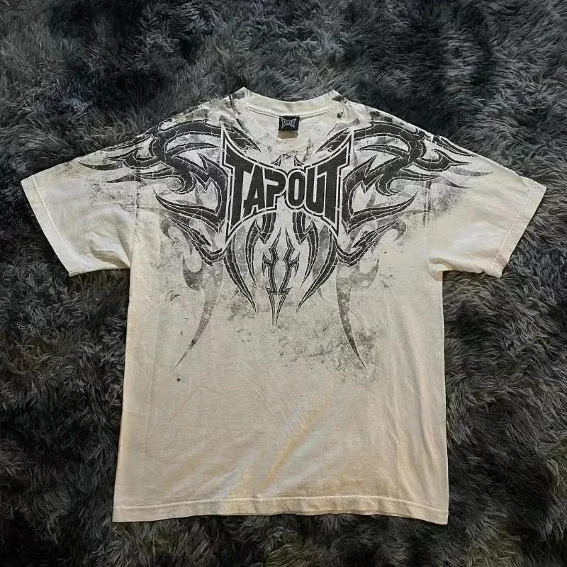 2000er Neues amerikanisches Retro lässiges HipHop Gothic Print Damenbekleidung Mode T-Shirt Street Kurzarm Damen und Herren y2K Tops