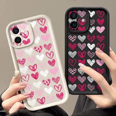 Luxury Flowers Love Heart Phone Case For iPhone 16 15 14 13 12 Pro Max Plus 11 16e XR XS Heart TPU Soft Shockproof Case Cover