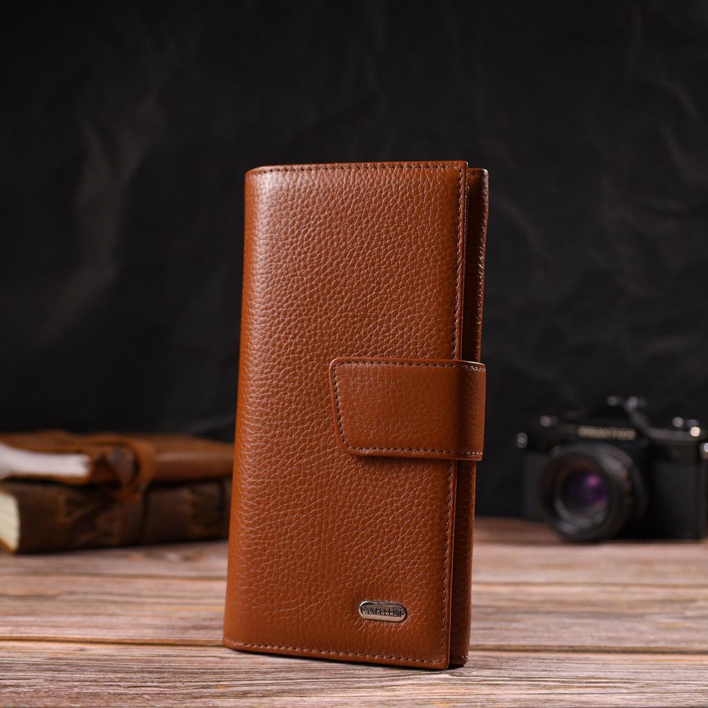 Практичное вертикальное мужское портмоне из натуральной кожи флотар CANPELLINI 21845 Коричневый