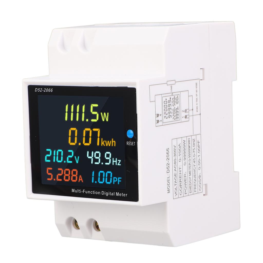 Digitaler Einphasen-Energiezähler DIN-Schiene AC Spannung Strom Leistungsfaktor Frequenz Elektrizität