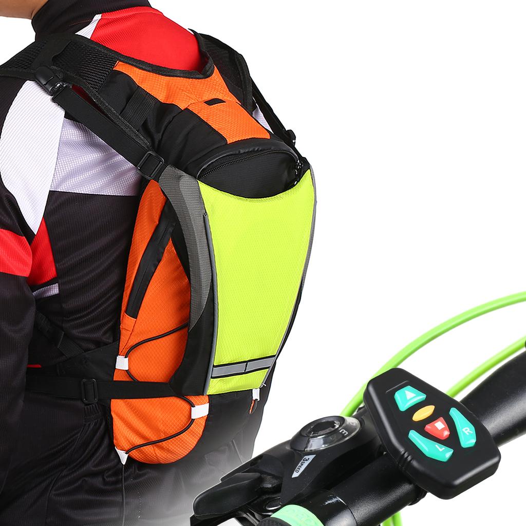 LED Turn Signal Bike Pack USB Rechargeable Reflective Backpack Attachment Clip with Remote Control LED Backpack with