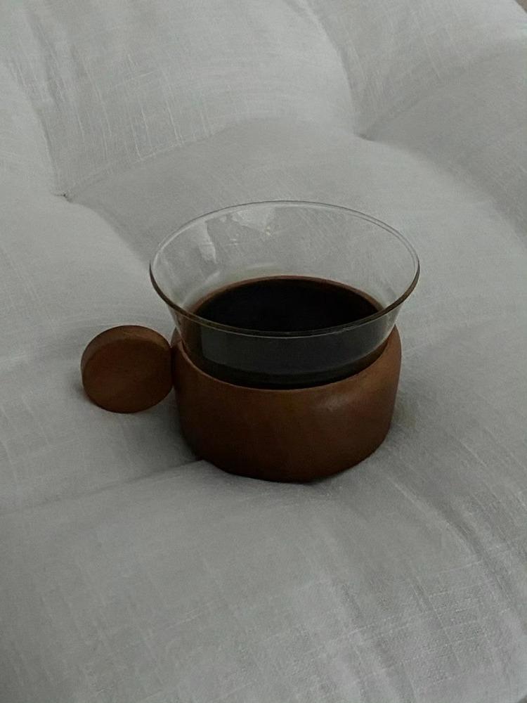 Creative Retro Cup Holder Ins Style Vintage Coffee Cup Cute Handle Wooden Holder Glass Cup Cocktail Glass Wine Glass 150ML
