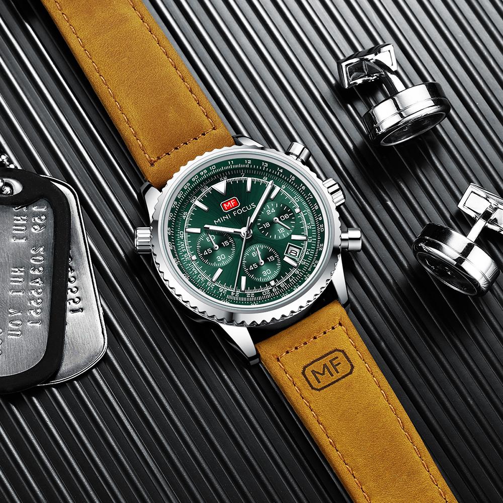 Reloj Deportivo de Moda para Hombre Marca de Lujo Multifunción Cuarzo Relojes Impermeables Correa de Cuero Genuino Luminoso