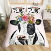 Cows Duvet Cover Set Full Size Milk Cow Print Comforter Cover Farm Animal Theme Bedding Set Room DecorCheckered Quilt Cover