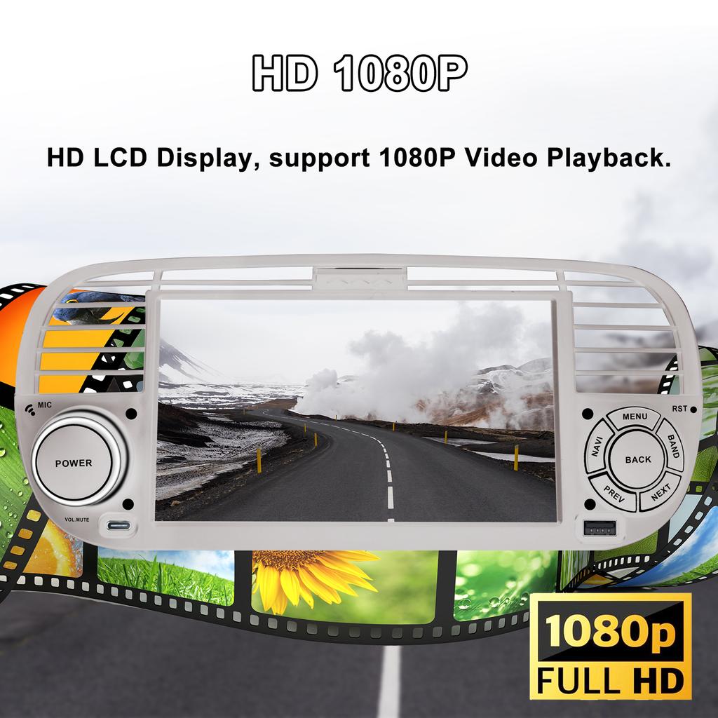 7" Android-Autoradio für FIAT 500 2007-2015 Multimedia-Player GPS-Navigation Autoradio Unterstützung Carplay BT DAB OBD2 TPMS