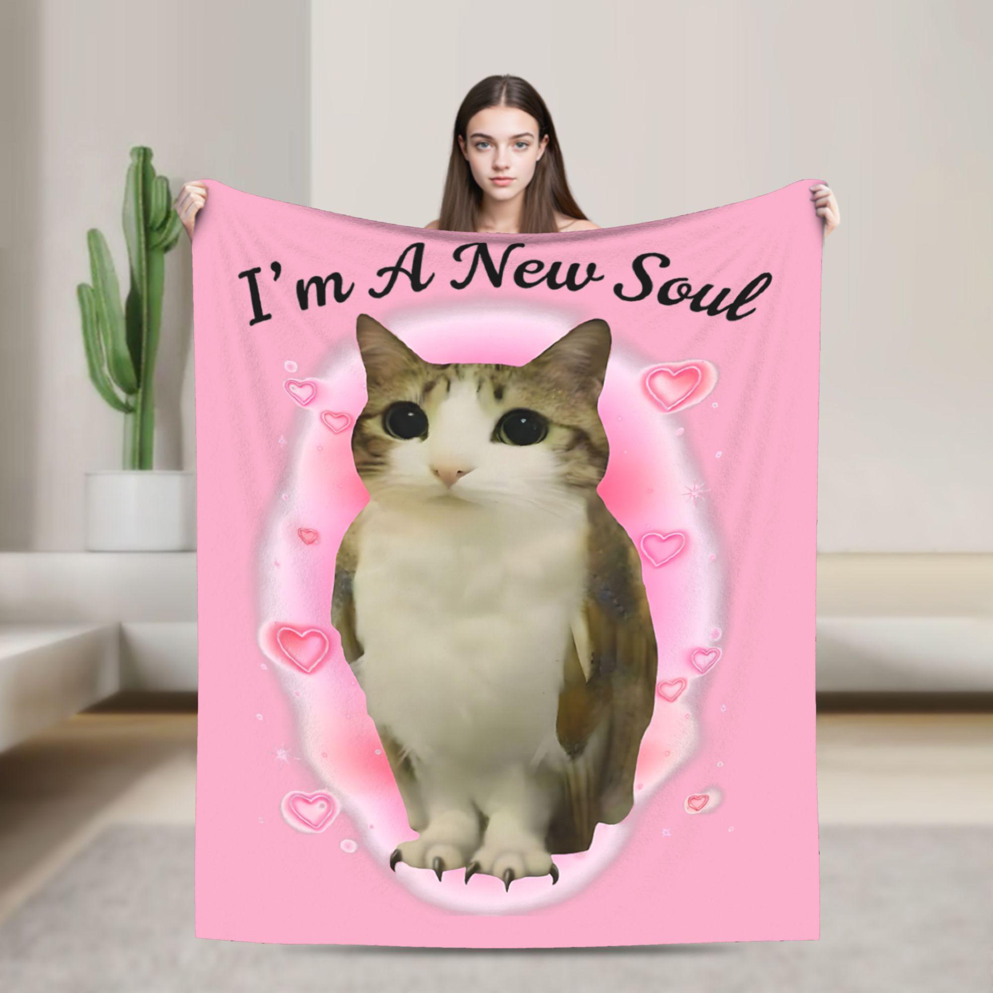 

Im A New Soul Meowl Cat Owl Plush Blanket Students Flannel Throw Blanket For Couch Chair Warm Custom Quality Bedspread 75x100cm (30x40inch)