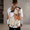 Men Plus Size Crew Neck Long Sleeve Shirt Black Gothic Skull Cross Rose Graphic Casual Street Style Top