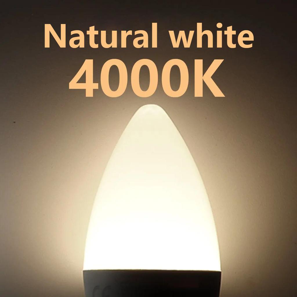 12PCS LED Candle Bulb AC220V 3W 6W 9W 12W  E27 E14  Cold White Neutral Light Warm White for Chandeliers and Crystal Lamps