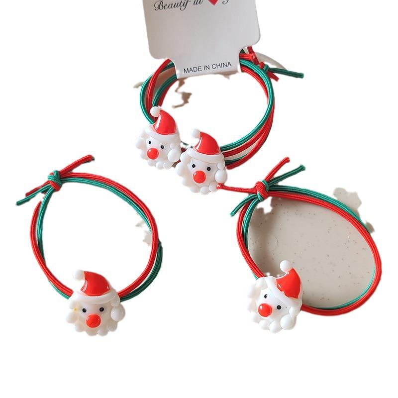 2024 Christmas Santa & Reindeer Hair Ties - High Elasticity (2-Pack)