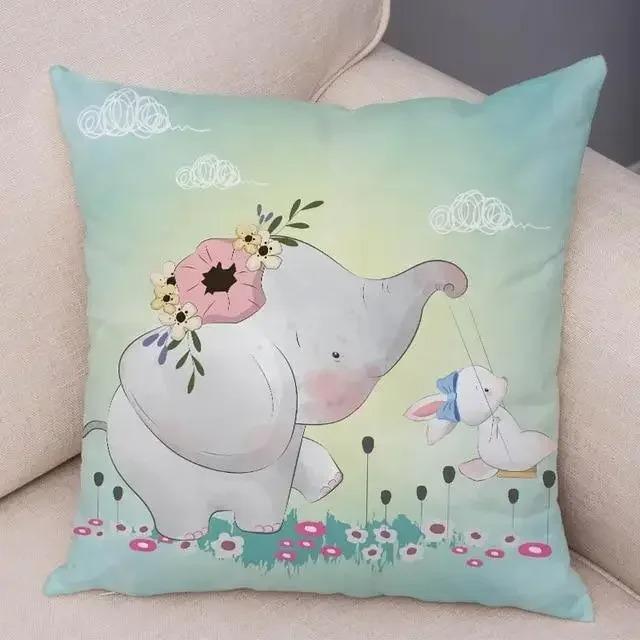 Cartoon Animal Pattern Decorative Pillowcase Car Sofa Square Cushion Pillowcase