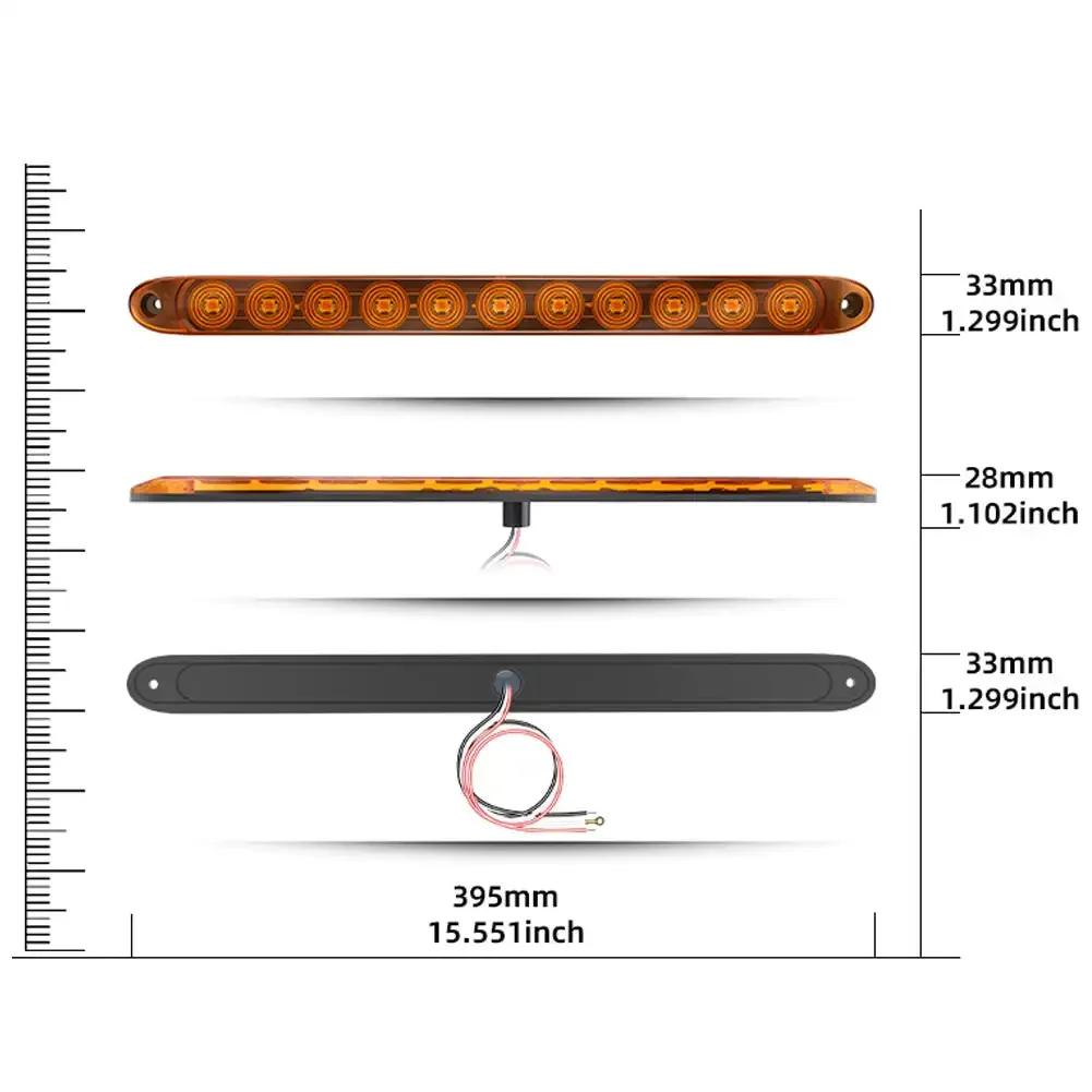 16Inch 11 LED Truck Tail Trailer Light with Brake Stop Park High/Low Brightness Marker Bar 12V Amber Red Waterproof