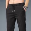 Ice Silk Men's Pants Summer  Black Gray Thin Business Casual Pants Outdoor Elastic Breathable Straight Leg Sweatpants
