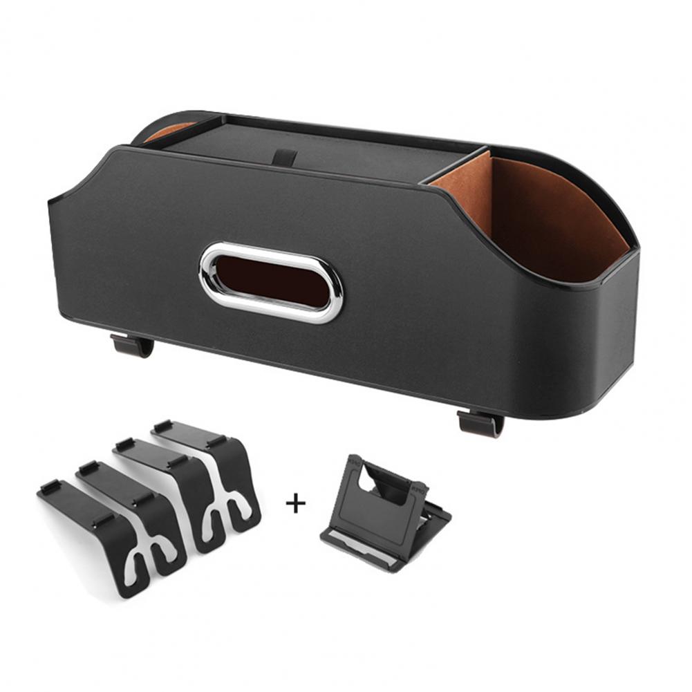 Car Seat Back Storage Box Multifunctional Auto Tissue Universal Genuine Leather Backseat Water Cup Holder Hanging Hook Organizer