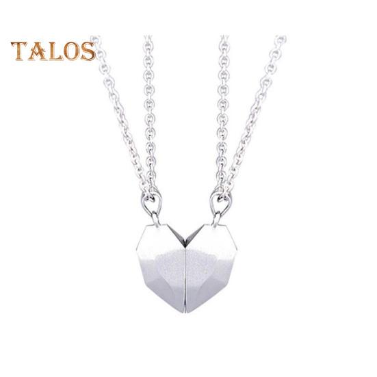 

1 пара парных ожерелий, комплект из гальванического сплава, магнитная подвеска в форме сердца, романтическая любовь, муж и жена, парные ожерелья, подарок на День святого Валентина серебряный