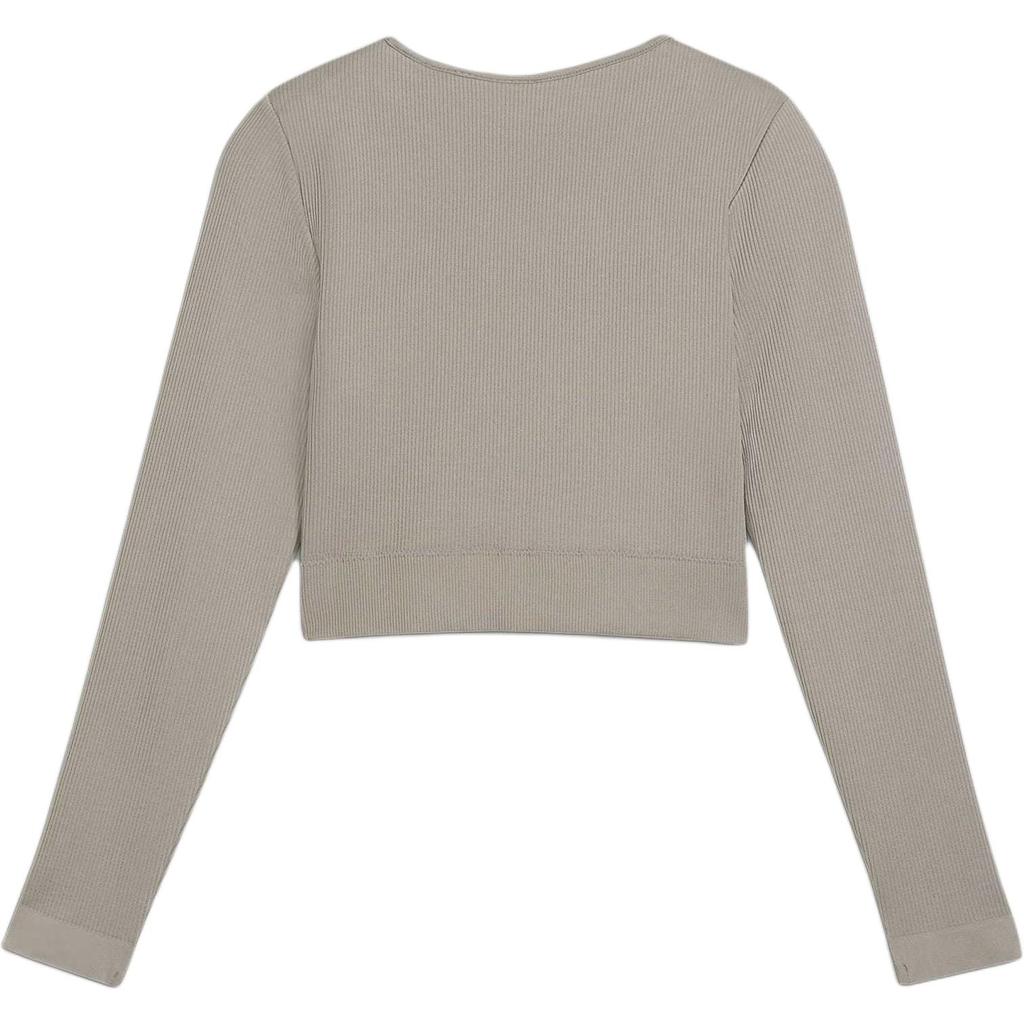 Puma Dare To Muted Motion Pullover Slim Fit Round Neck Long Sleeve T-Shirt Women Tops Storm-Gray 627984-62