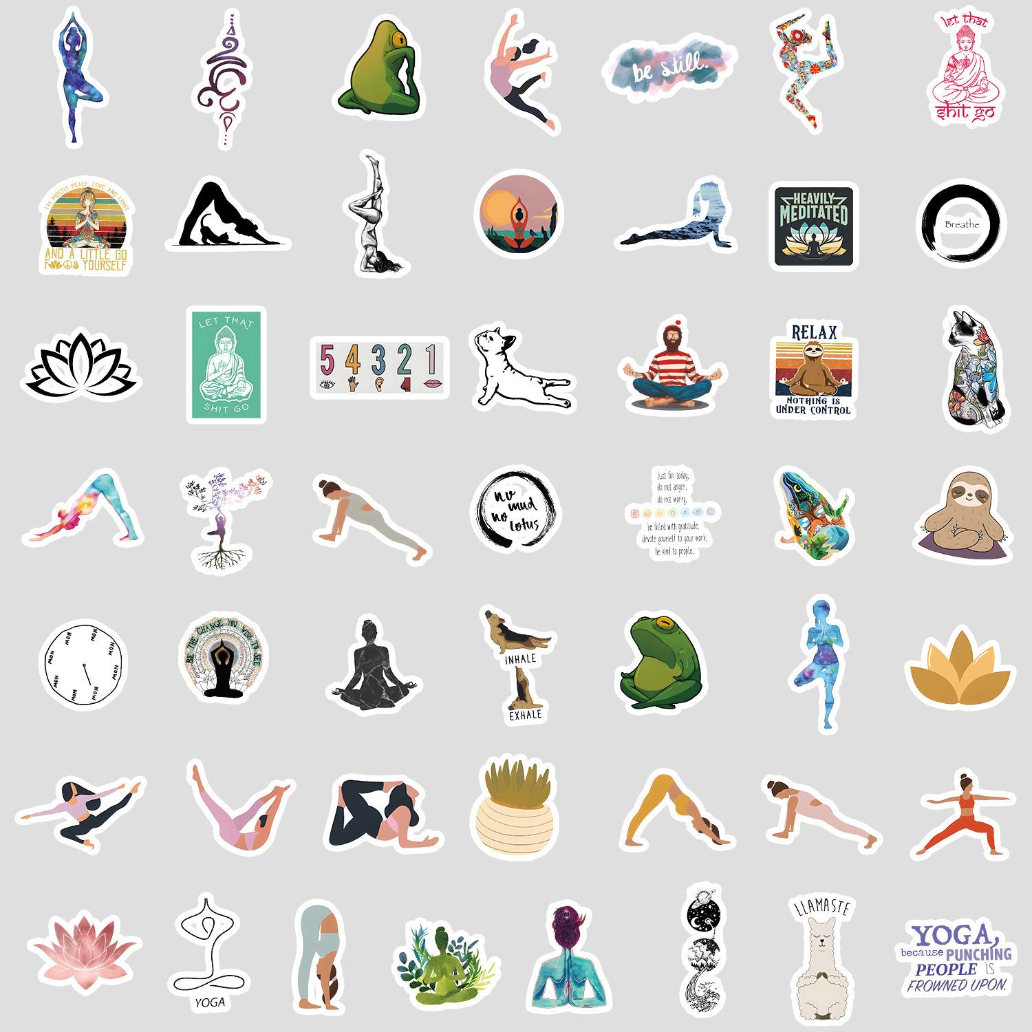 

50 листов акварельных наклеек-граффити серии «Йога», водонепроницаемые декоративные наклейки для стакана с водой, компьютера, креативные наклейки для канцелярских товаров для DIY